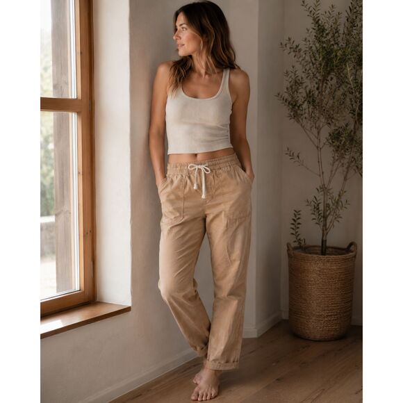 pact organic Pants - PACT Organic Tan Cotton Drawstring Sustainable Pants   Women's Size Medium